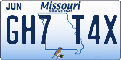 MO license plate GH7T4X