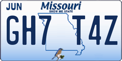 MO license plate GH7T4Z