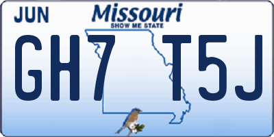 MO license plate GH7T5J