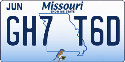 MO license plate GH7T6D