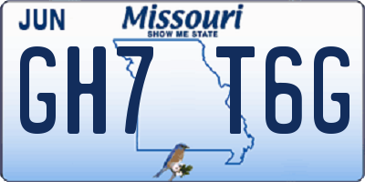 MO license plate GH7T6G