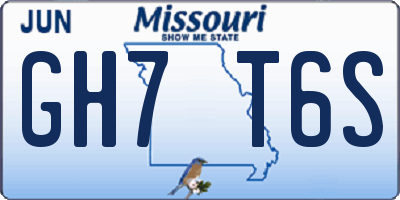 MO license plate GH7T6S