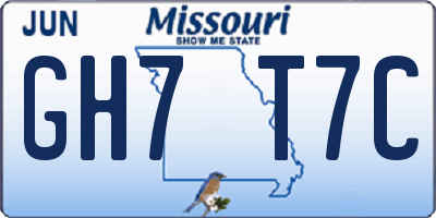 MO license plate GH7T7C