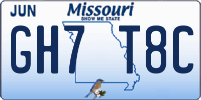 MO license plate GH7T8C