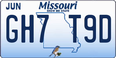 MO license plate GH7T9D