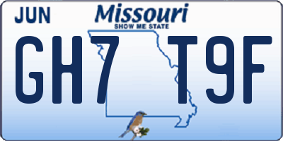 MO license plate GH7T9F