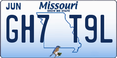MO license plate GH7T9L