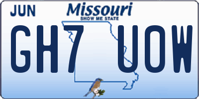 MO license plate GH7U0W