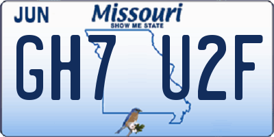 MO license plate GH7U2F