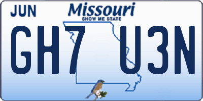MO license plate GH7U3N
