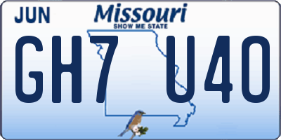 MO license plate GH7U4O