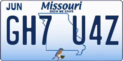 MO license plate GH7U4Z