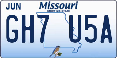 MO license plate GH7U5A
