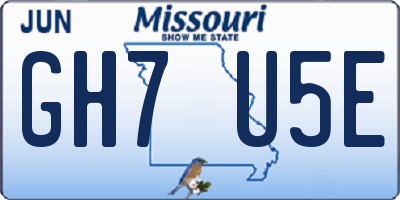 MO license plate GH7U5E