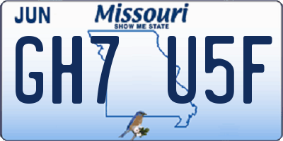 MO license plate GH7U5F