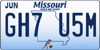 MO license plate GH7U5M