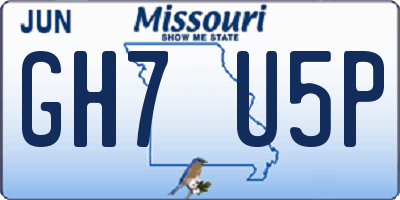MO license plate GH7U5P