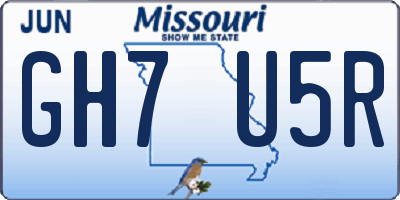 MO license plate GH7U5R