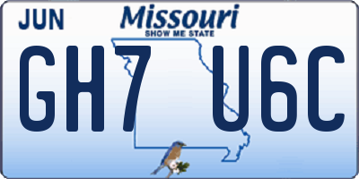 MO license plate GH7U6C
