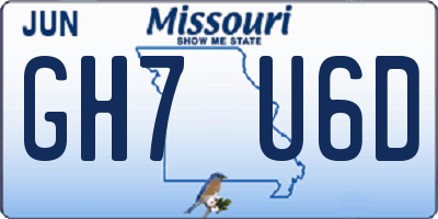 MO license plate GH7U6D