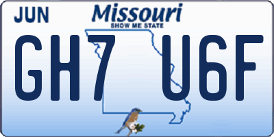 MO license plate GH7U6F