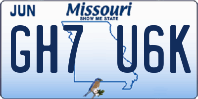 MO license plate GH7U6K