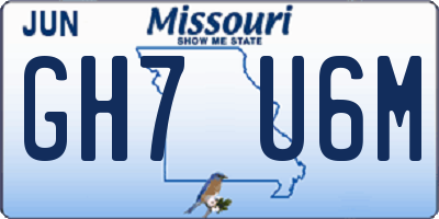 MO license plate GH7U6M
