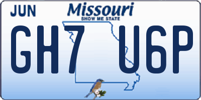 MO license plate GH7U6P