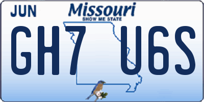 MO license plate GH7U6S