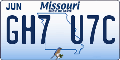 MO license plate GH7U7C