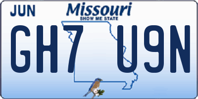 MO license plate GH7U9N