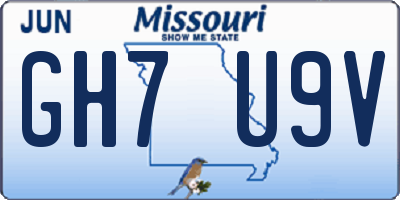 MO license plate GH7U9V