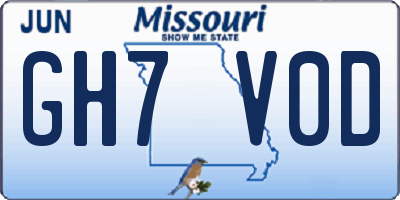 MO license plate GH7V0D