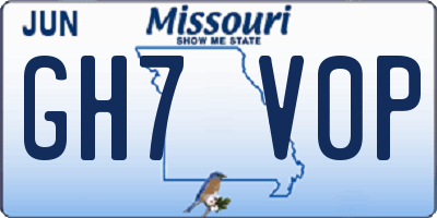 MO license plate GH7V0P