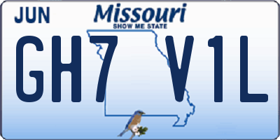MO license plate GH7V1L