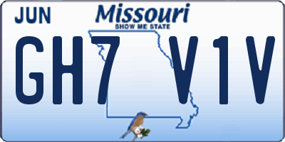 MO license plate GH7V1V