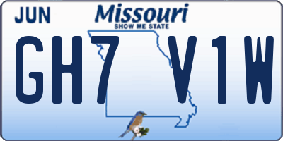 MO license plate GH7V1W