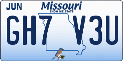 MO license plate GH7V3U