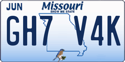 MO license plate GH7V4K