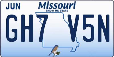 MO license plate GH7V5N