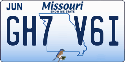 MO license plate GH7V6I