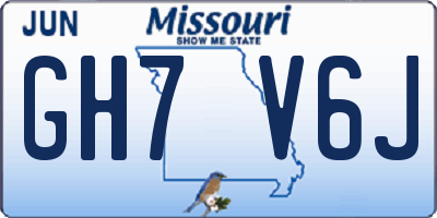 MO license plate GH7V6J