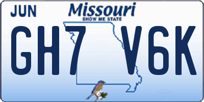 MO license plate GH7V6K