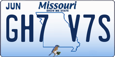 MO license plate GH7V7S