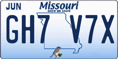 MO license plate GH7V7X
