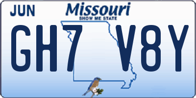 MO license plate GH7V8Y