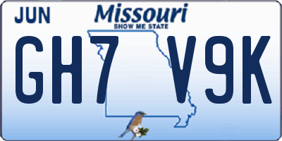 MO license plate GH7V9K