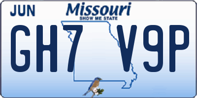 MO license plate GH7V9P