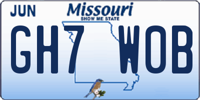 MO license plate GH7W0B