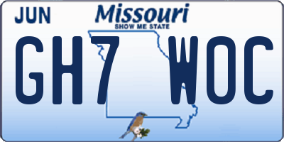 MO license plate GH7W0C